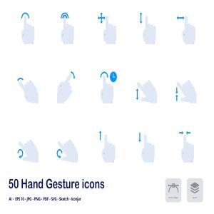 触摸手势双色调扁平化矢量图标 Hand Gestures Accent Duo Tone Flat Icons