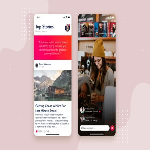 社交APP应用文章列表&详情界面设计模板v5 Social – Articles Mobile Interface Concept