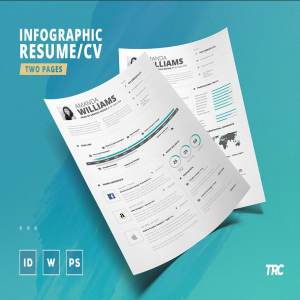 专业的两页信息图表简历模板 Infographic Resume/Cv Template Vol.5