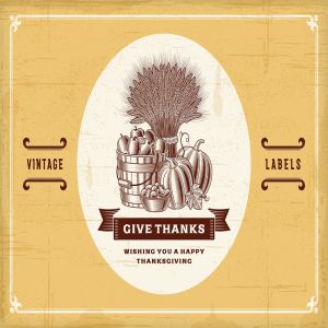 复古设计风格感恩节标签设计素材 Vintage Thanksgiving Labels Set插图1