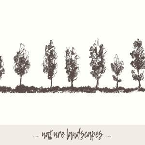 手绘自然景观素描剪贴画 Hand drawn nature landscapes