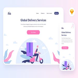 跨境物流主题APP&Web矢量插画素材 Shipment globe illustration (Sketch, SVG)