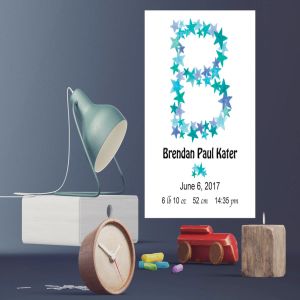 绿蓝配色26个星星字母剪贴画PNG设计素材 Greeny Blue Star Alphabet