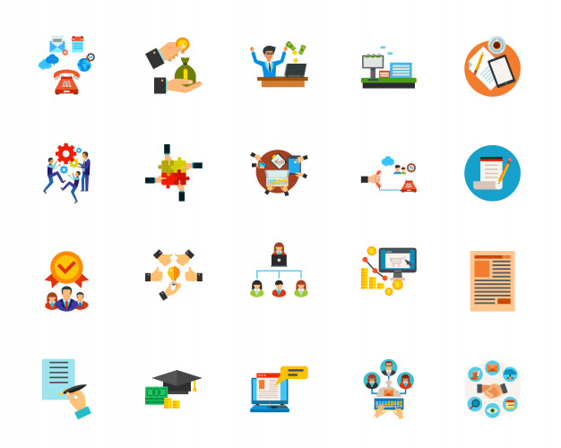 商务合作插画图标合集 Business communication icon set
