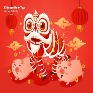 中国新年猪年快乐矢量插画素材 Chinese New Year – Vector Illustration