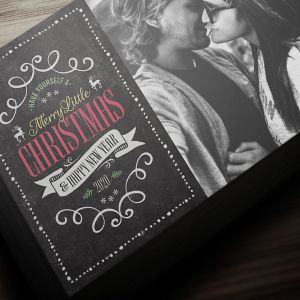 对折页圣诞节照片贺卡设计模板 Christmas Photo Card