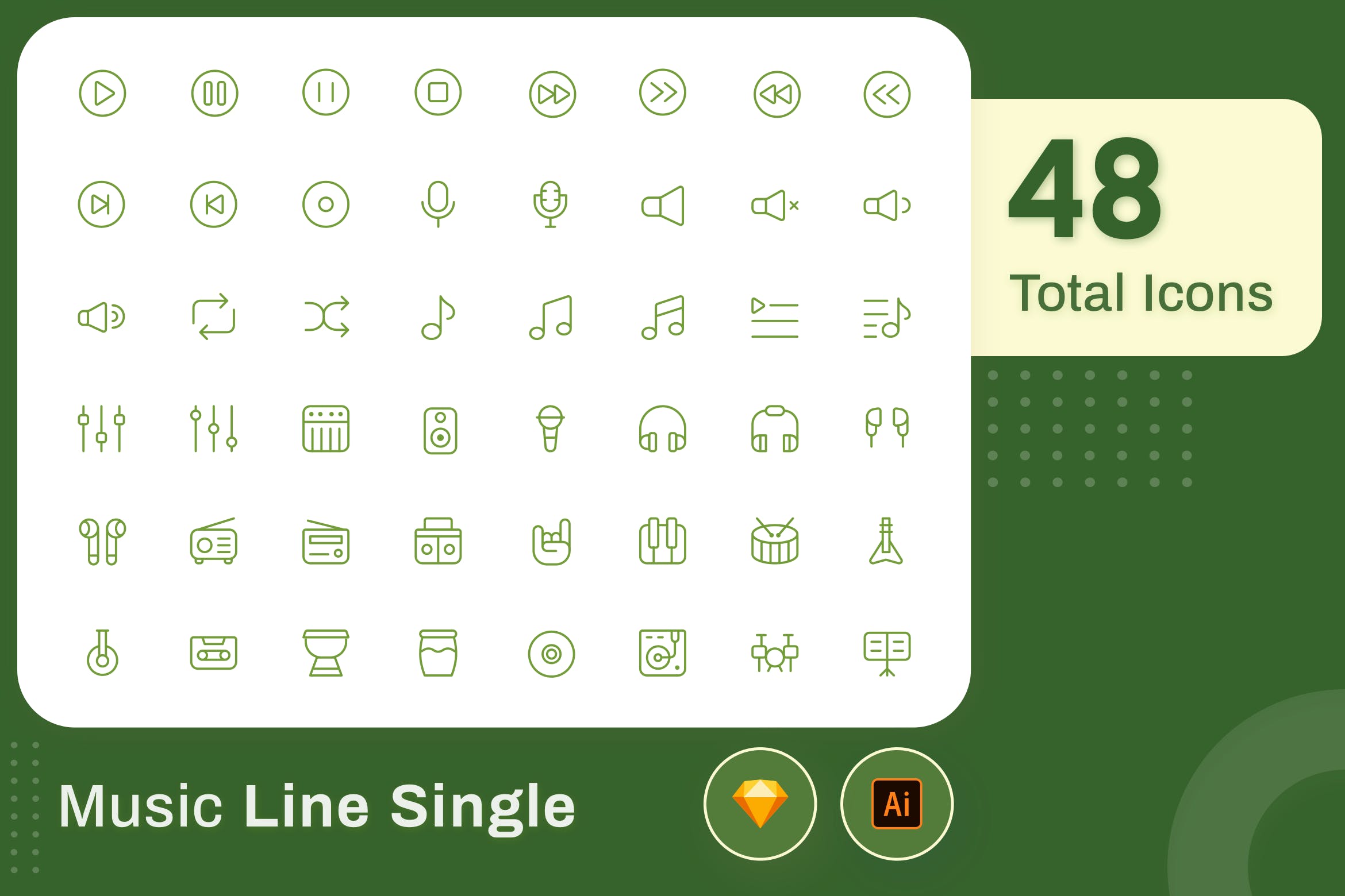 Line Senja图标系列：音乐主题矢量线性图标 Line Senja – Music