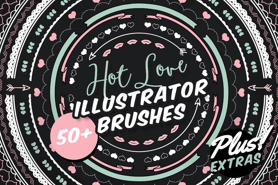 爱心爱情装饰AI笔刷 Hot Love Illustrator Brushes