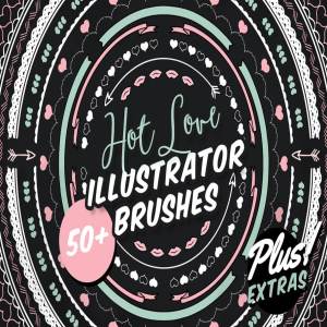 爱心爱情装饰AI笔刷 Hot Love Illustrator Brushes