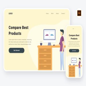 产品性价比对比主题APP&Web矢量插画素材[AI&SVG] Comparing products illustration (AI & SVG)