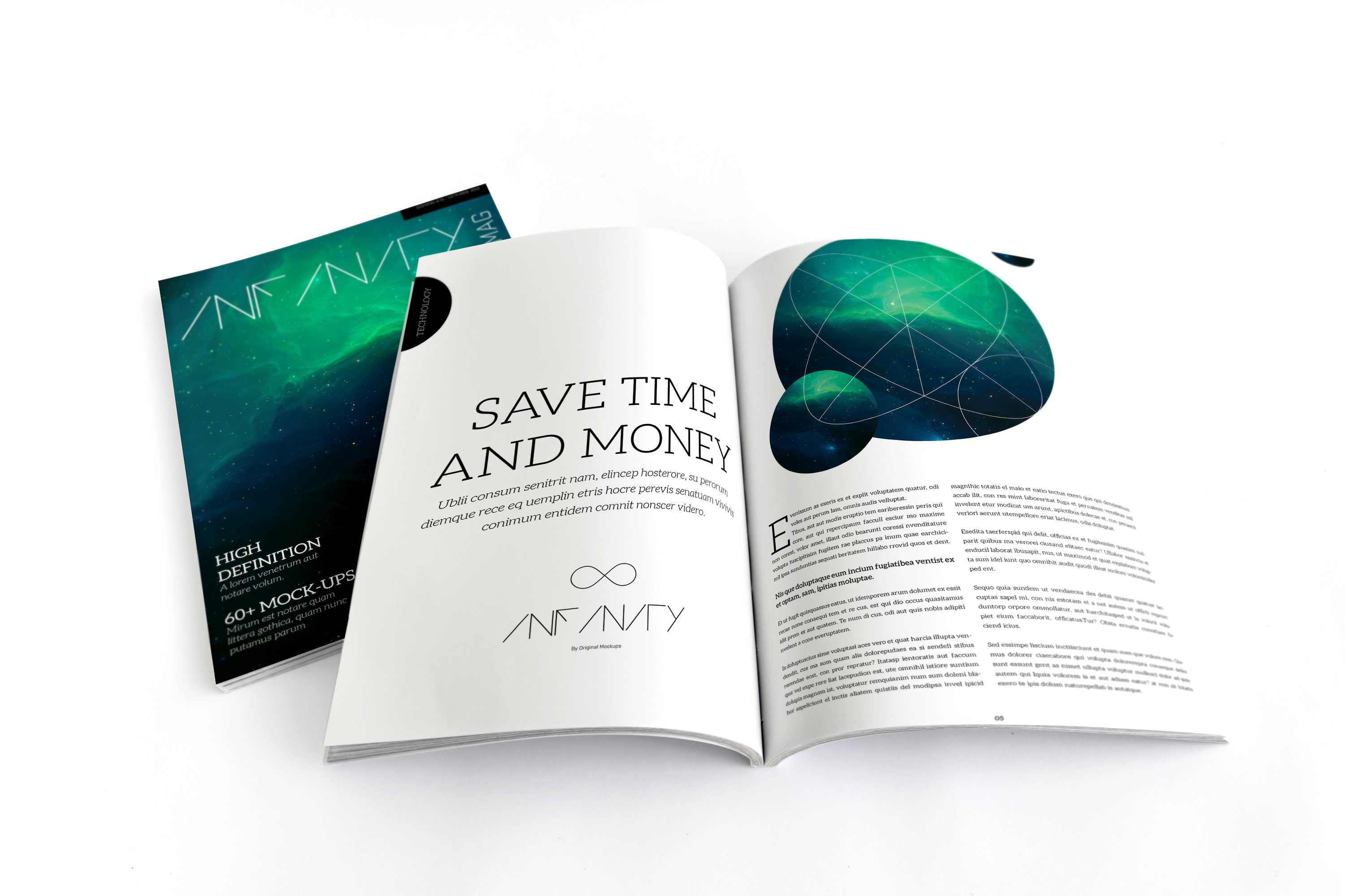 A4纸尺寸杂志封面及内页版式设计样机01 A4 Magazine Mockup for Spread Page & Cover 01