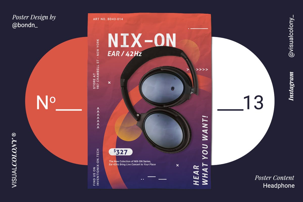 高端耳机电子产品单品促销海报设计模板 Headphone Poster