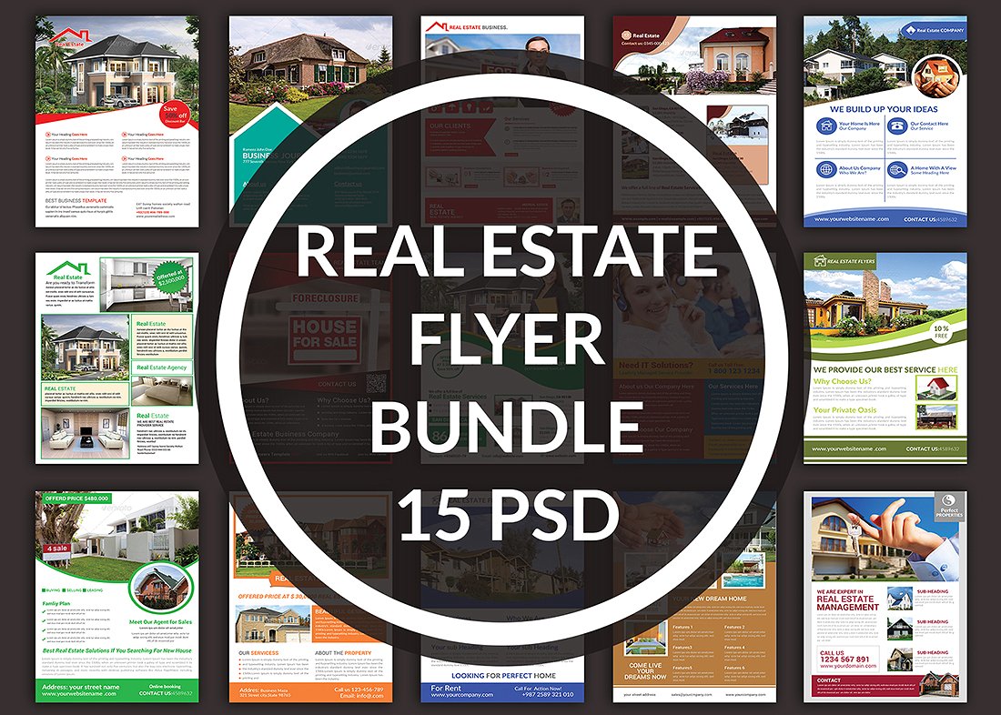 房地产房屋租赁传单模板合集 Real Estate 15 Flyer Bundle
