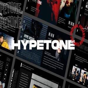 时尚潮流文化主题酷黑背景PPT幻灯片模板 Hypetone – Presentation