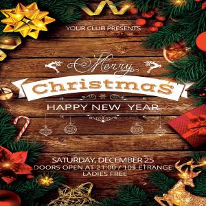 乡村风格的圣诞节&新年海报模板 Christmas New Year Party Flyer [psd]