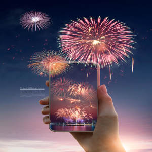 喜庆节日烟花庆祝主题海报psd模板