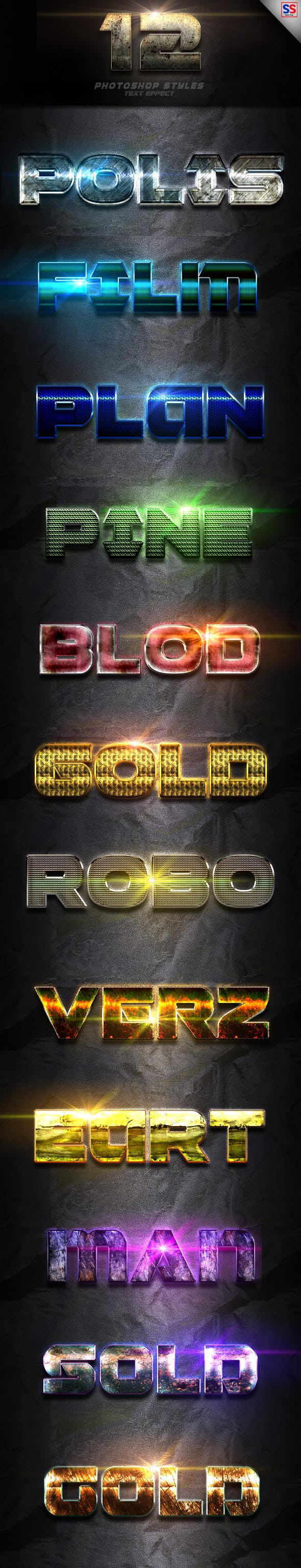 12款炫酷3D金属特效PS字体样式Vol.11