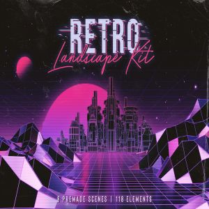 80年复古时代时尚元素背景设计套装 Retro Landscape Kit