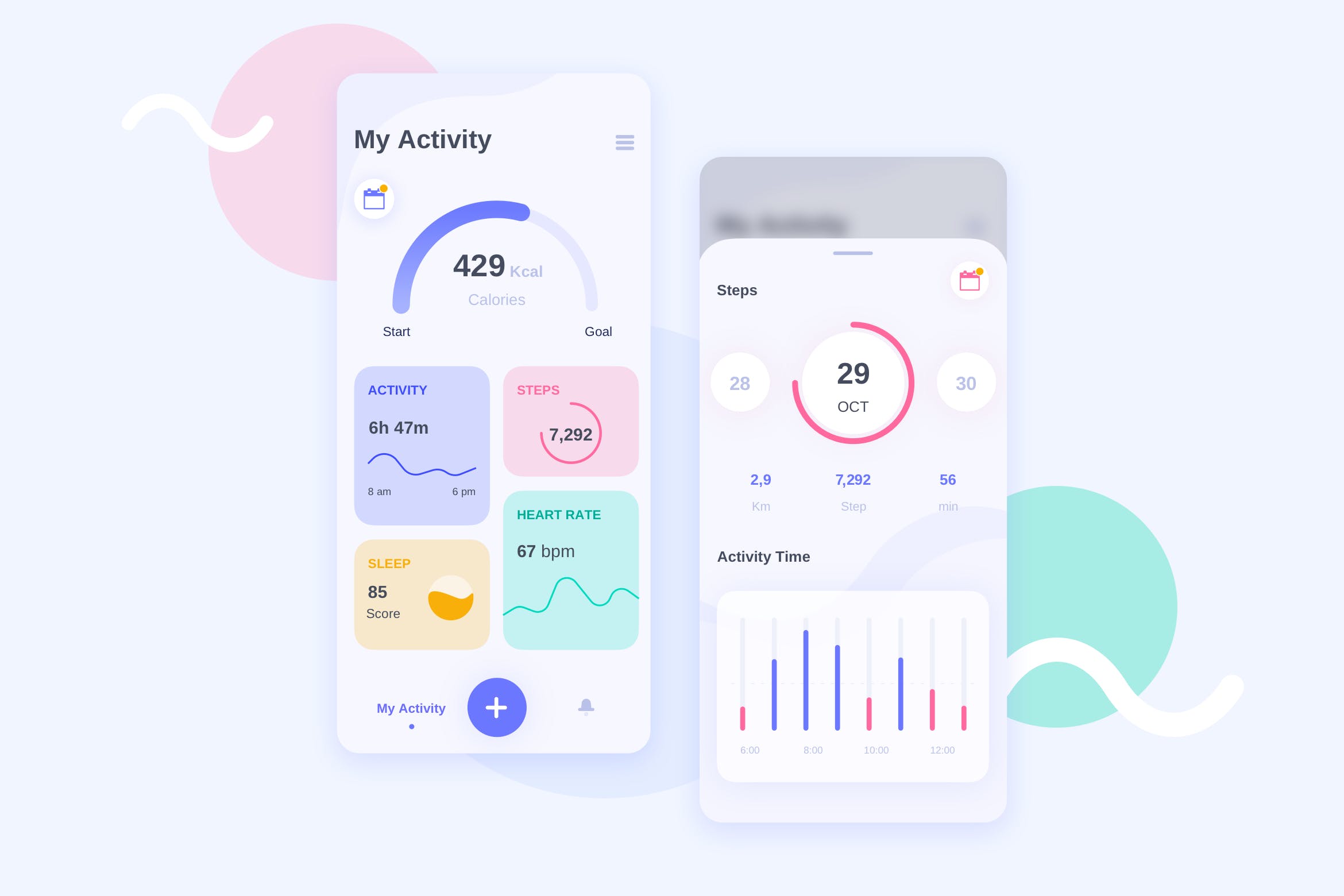 健康监测APP应用监控数据概况界面UI模板[日间版本] Health Control Basic UI Kit – FV