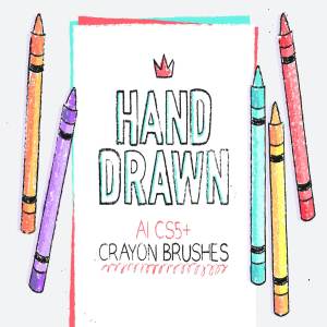 130+蜡笔笔画AI笔刷合集 Wax crayon AI brushes
