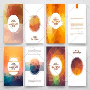 秋天配色抽象图形小册子模板 Set of Autumn brochures