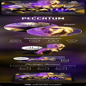 俱乐部活动宣传海报模板 Peccatum Club Party Flyer [psd]