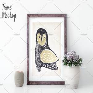 室内相框画框展示样机 Frame mockup in white – 2 (8×10)