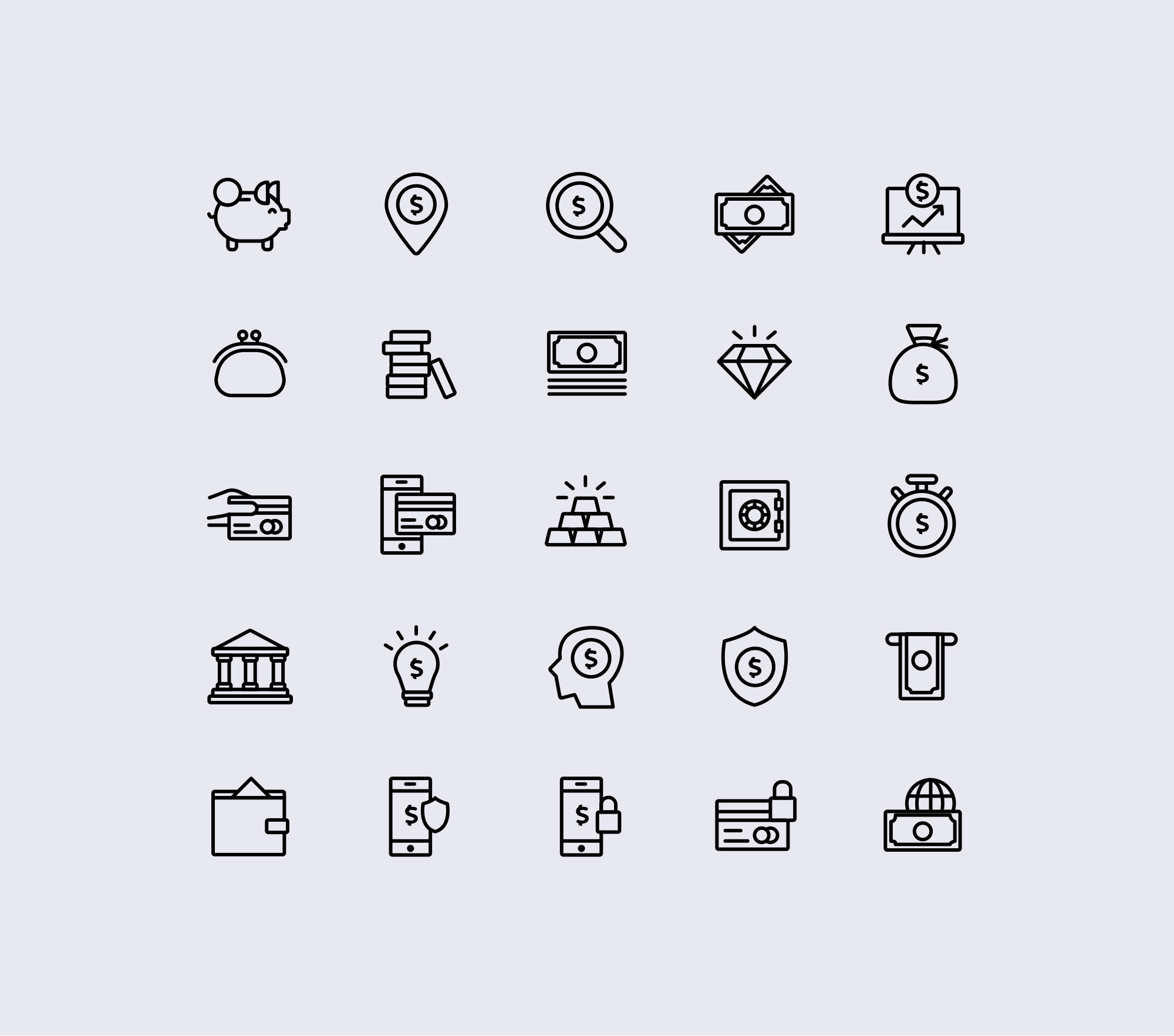 金融主题矢量线性图标设计素材 Finance Vector Line Icons