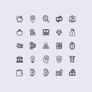 金融主题矢量线性图标设计素材 Finance Vector Line Icons