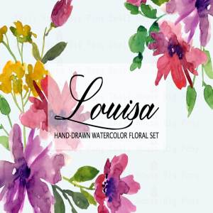 手绘水彩花卉剪贴画 Louisa- Watercolor Clip Art Set