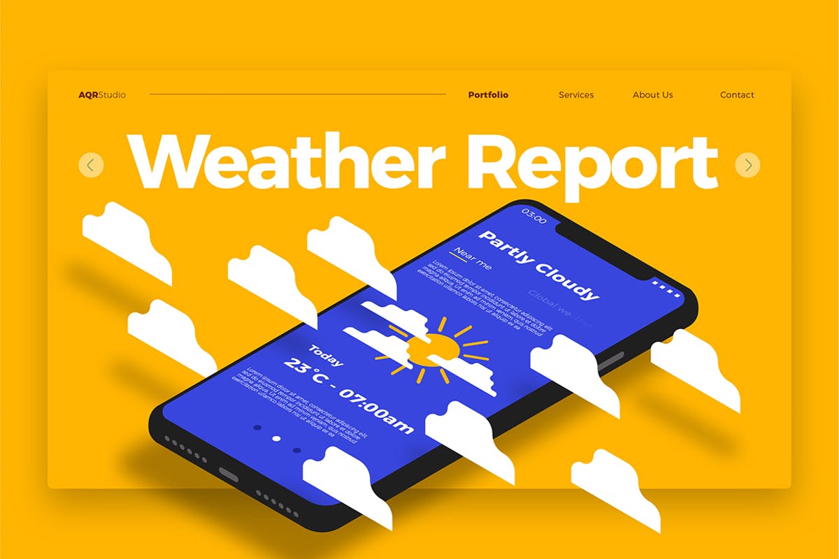 天气预报概念插画网站Banner＆着陆页模板 Weather Report – Banner & Landing Page