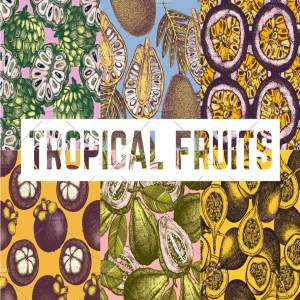 热带水果和植物图案纹理 Tropical Fruits & Plants Patterns