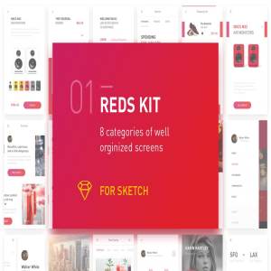 红色格调多用途 APP UI 套件 REDS UI Kit [SKETCH]