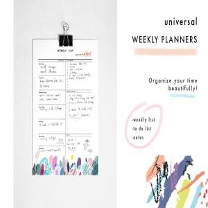 周计划行程规划模板 Weekly Planners. EPS & JPEG插图1