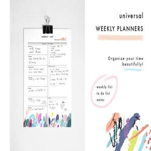 周计划行程规划模板 Weekly Planners. EPS & JPEG