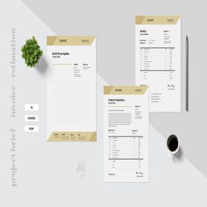 企业项目简介/报价单/发票模板V4 Project Brief – Estimation – Invoice Vol. 04