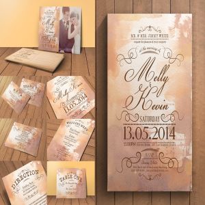 复古设计风格婚礼邀请函设计套装 Vintage Wedding Invitation Pack
