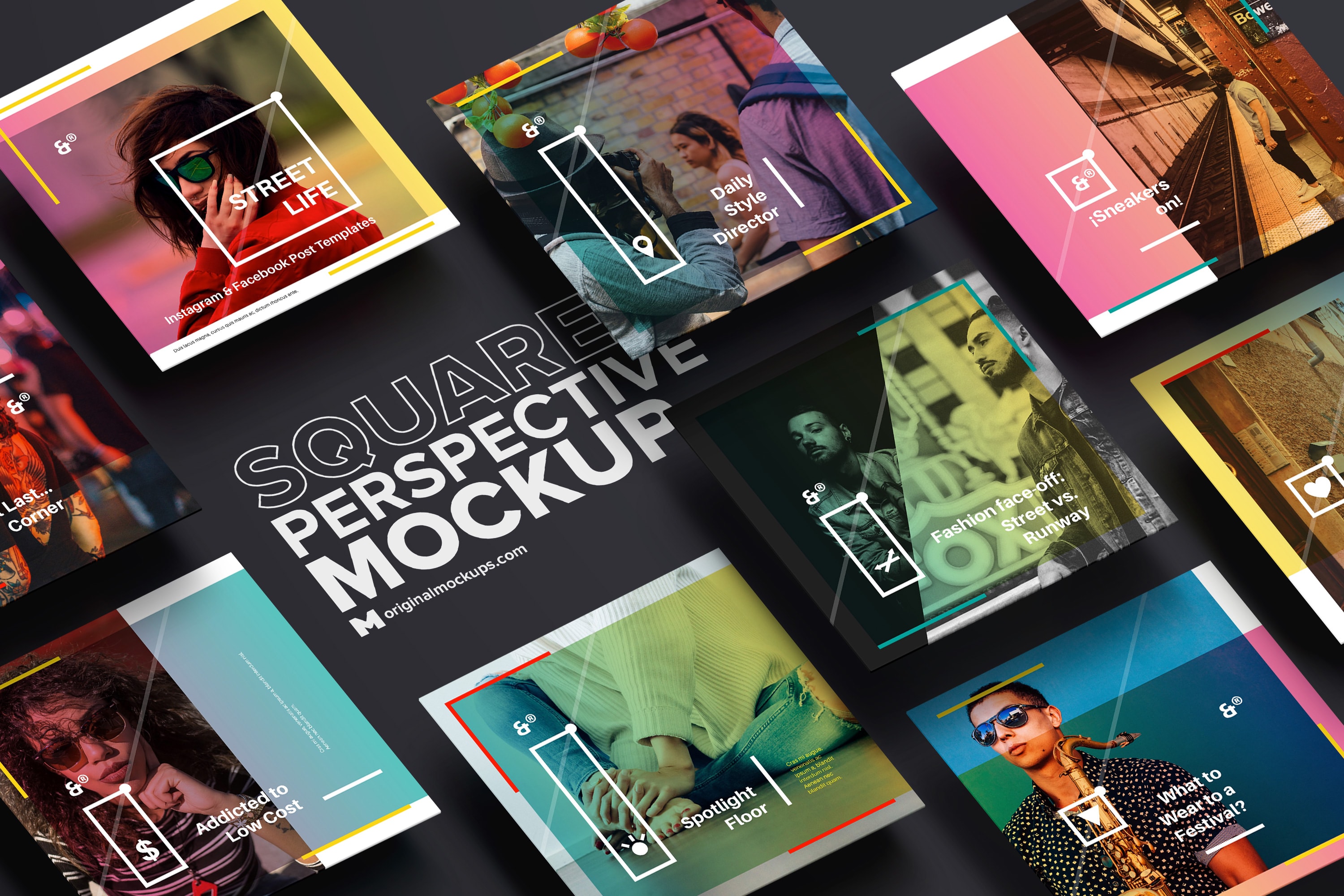 方形设计透视图样机模板01 Square Perspective Mockup 01