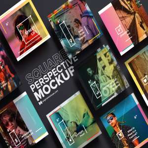方形设计透视图样机模板01 Square Perspective Mockup 01