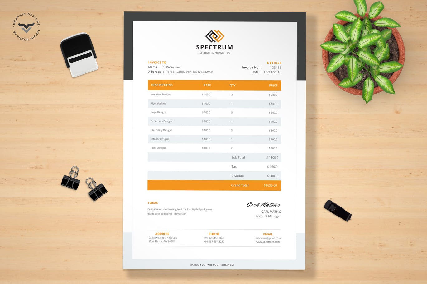 时尚高端专业的发票海报宣传单DM表格设计模板