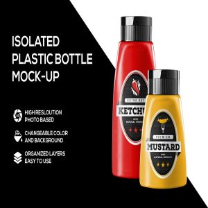 厨房酱料塑料瓶样机模板 Plastic bottle mockup