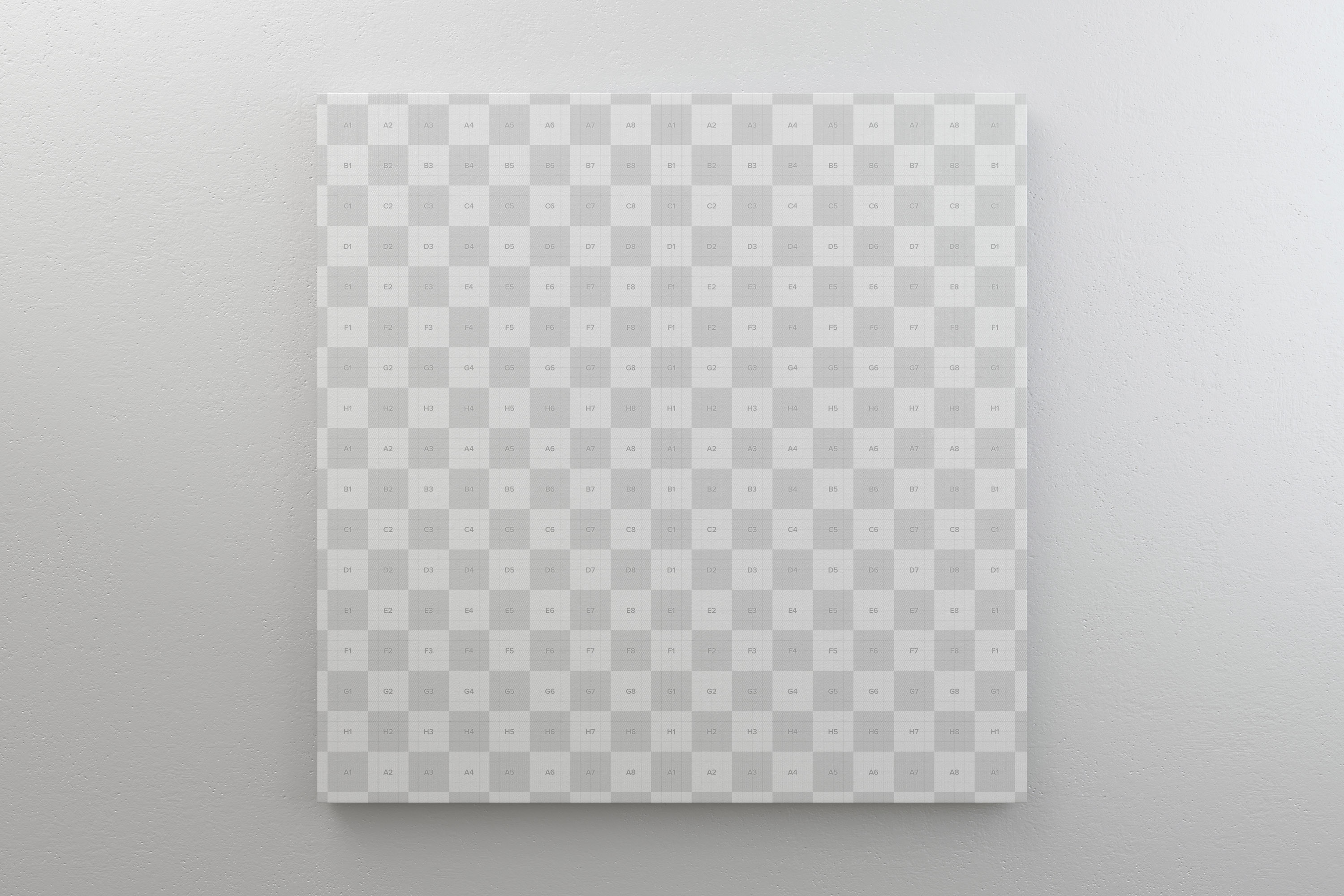 挂墙方形画布画框正视图样机素材 Square Canvas Mockup Hanging on Wall, Front View