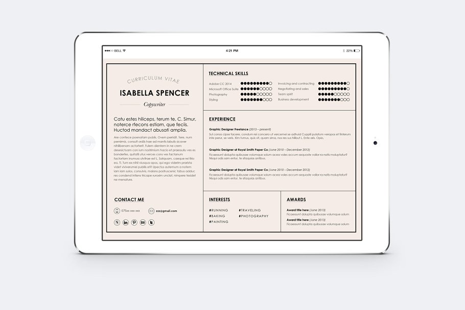 现代实用微软WORD个人简历模板 Microsoft WORD Resume/CV template