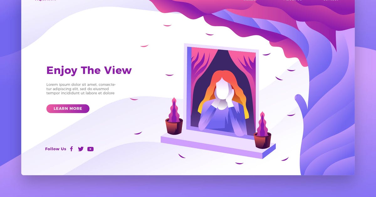 欣赏风景概念插画网站Banner＆着陆页模板 Enjoy View – Banner & Landing Page