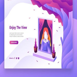 欣赏风景概念插画网站Banner＆着陆页模板 Enjoy View – Banner & Landing Page