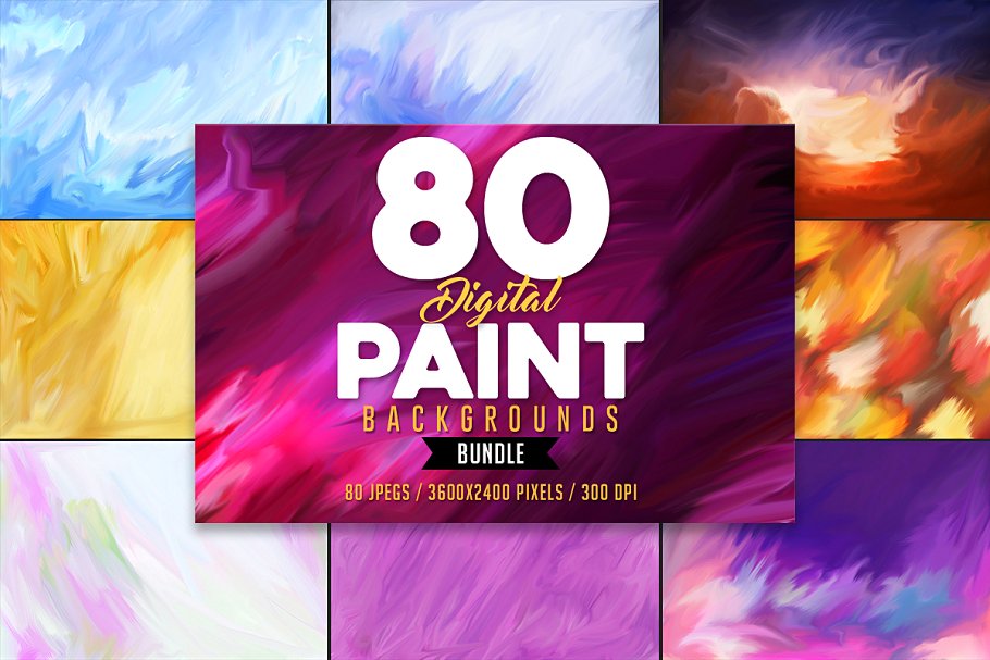 80款数码油画背景纹理 Paint Backgrounds