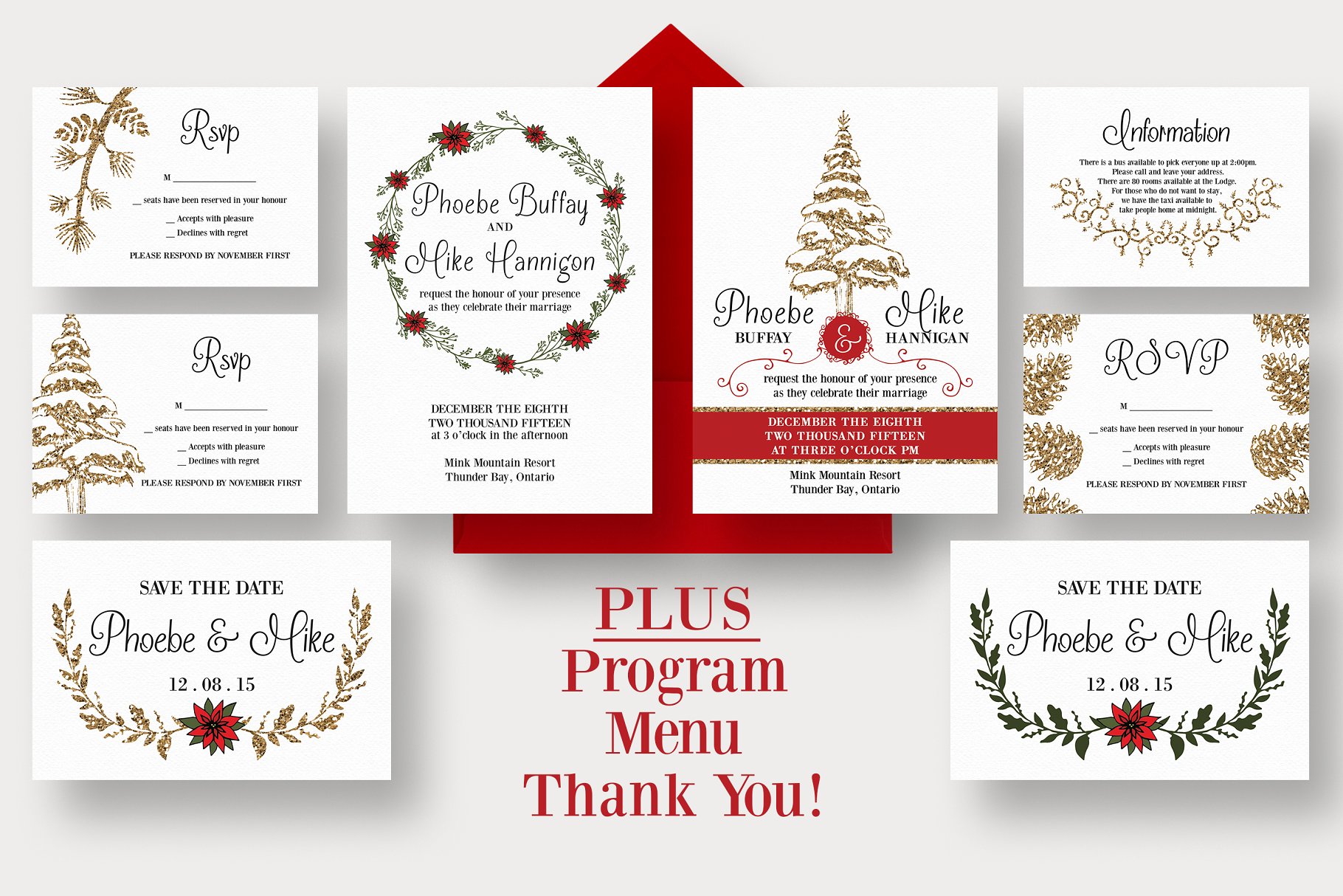 冬季婚礼邀请函设计模板套装 Winter Wedding Suite