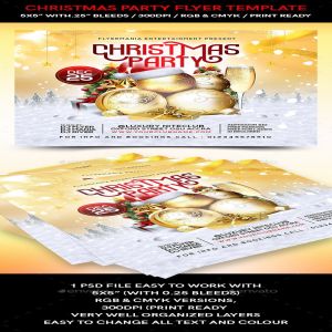现代风格的圣诞节派对海报模板 Christmas Party Flyer Template [psd]