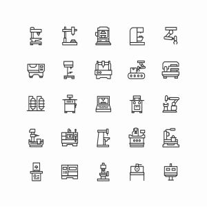 CNC数控机床矢量图标素材 CNC Machine Vector Icons