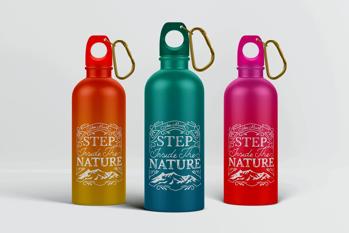 金属运动水杯外观样机模板 Reusable Water Bottle MockUp